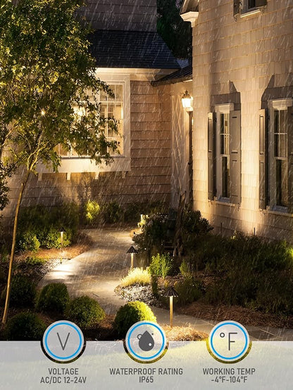 LEONLITE 3CCT Low Voltage Pathway Lights, LED Landscape Path Lights, 3000K/4000K/5000K, Ruffles Head, 12-24V AC/DC, IP65 Outdoor Walkway Light, Oil Rubbed Bronze Aluminum, Pack of 6