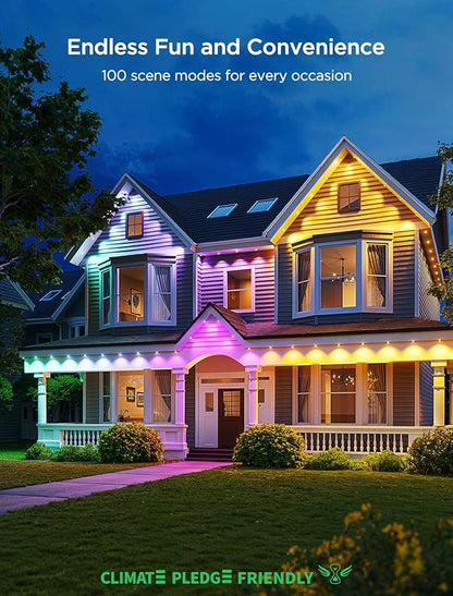 Govee Permanent Outdoor Lights 2, 100ft RGBIC Outdoor Lights with 16 Million Colors and 100 Scene Modes, IP67 Waterproof, Holiday & Party Decorations, Works with Alexa, Google Assistant, White