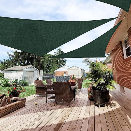 Patio Paradise 25' x 25' x 25' Sun Shade Sail Triangle Canopy Shade Cloth Fabric Sunlight Block Patio Pergola Cover HDPE Deck Awning for Outdoor Backyard Roof Shading, Green