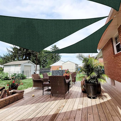 Patio Paradise 23' x 23' x 23' Sun Shade Sail Triangle Canopy Shade Cloth Fabric Sunlight Block Patio Pergola Cover HDPE Deck Awning for Outdoor Backyard Roof Shading, Green