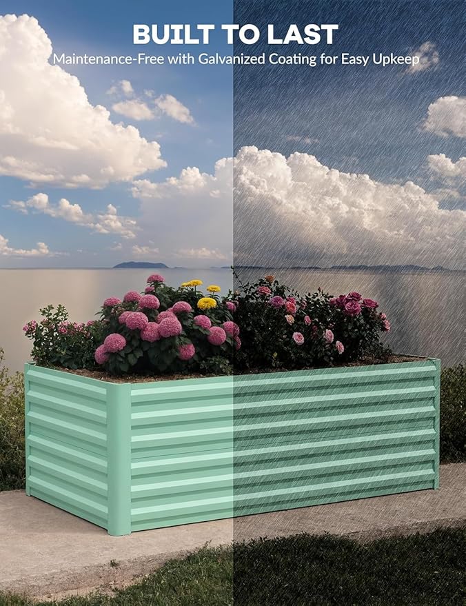 Garvee 2PCS 8x4x2ft Galvanized Raised Garden Bed Outdoor,Rust-Resistant Raised Garden Beds for Gardening, Easy Assembly Outdoor Garden Box & Planters