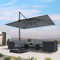 PURPLE LEAF 10' X 13' Patio Umbrella Outdoor Cantilever Rectangle Umbrella Aluminum Offset Umbrella with 360-degree Rotation for Garden Deck Pool Patio Light Grey
