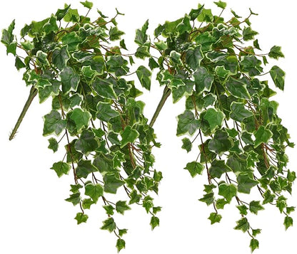 Hollyone 2pcs Artificial Hanging Plants 24" Fake Ivy Vine Faux Ivy Leaves Hanging Plant Greenery for Wall House Room Patio Indoor Outdoor Home Shelf Office Wedding Decor, UV Resistant