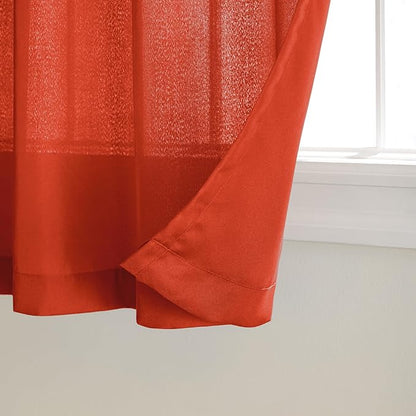 TOWN & COUNTRY BASICS Cabana Solid Heavyweight Indoor Outdoor Curtains, Light Filtering Opacity with Grommet Top, Water Repellent, 54"x84", Mecca Orange (Pack of 12)