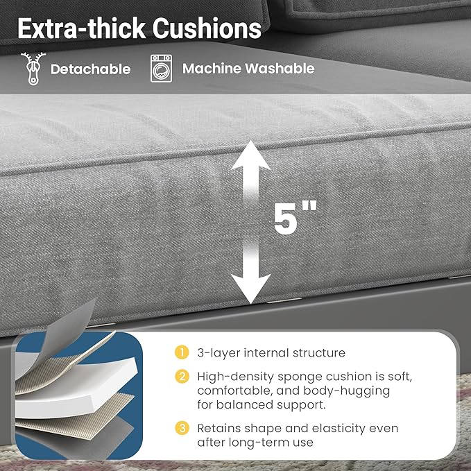 Wisteria Lane Patio Furniture Metal Loveseat, Metal Outdoor Chairs with Upgraded Cushions, All-Weather Outdoor 2 Seats Sofa Couch for Balcony, Garden, Deck, Backyard, Grey