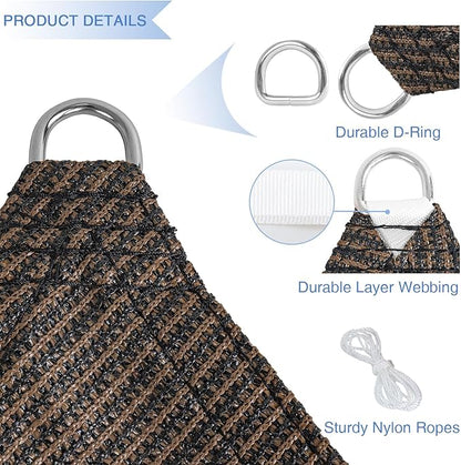 E&K Sunrise 11' x 11' x 11' Sun Shade Sail Triangle Canopy Shade Cover UV Block for Patio Backyard Garden Outdoor (Brown)