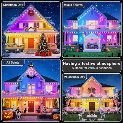 100FT Permanent Outdoor Lights for House Waterproof, IP67 LED Eave Lights with App/Remote Control, Outdoor Permanent led Lighting for House Roof Decor,Christmas,Party,All Holiday and Daily
