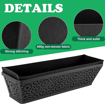 Adnee 2 Pcs 30 Inch Fabric Plant Window Box Liners-Rectangular Non-Woven Planter Basket Liner-Black Felt Flower Hanging Basket for Outdoor Garden Wall Hanging Planter Flower Vegetables