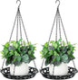 Enhon 2 Pack Plant Hanger, 12 Inch Metal Hanging Planter for Indoor Outdoor Plants, Classy Glossy Black Decorative Hanging Plant Shelf for Window Wall Ceiling Home Decor