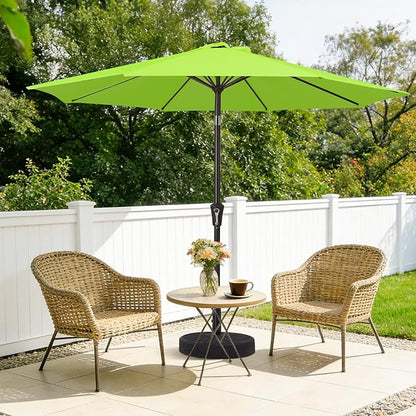 MEWAY 9ft Patio Umbrella Outdoor Table Umbrellas with Push Button Tilt and Crank, Market Umbrella 8 Sturdy Ribs for Deck, Garden, Pool and Backyard, Apple Green