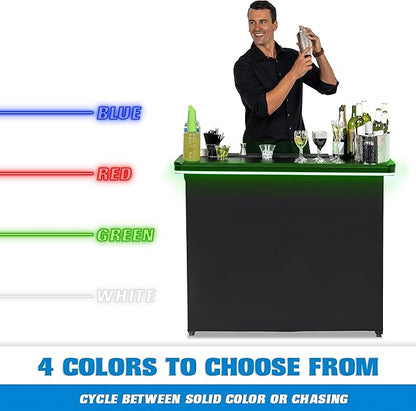 GoBar PRO Commercial Grade Portable Bar Table - Mobile Bartender Station for Events - Includes Black Skirt and Carry Case - Standard or LED, Pack 1