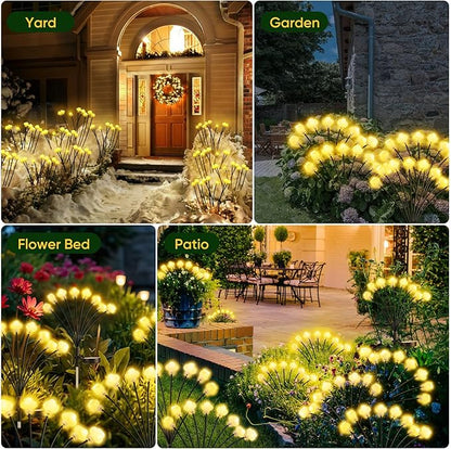 Solar Lights Outdoor 4 Pack 32 LED Solar Cloud Swaying Lights Garden Waterproof Outdoor Decor for Yard Patio & Pathway