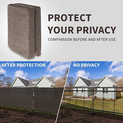 LOVE STORY Custom Size 3.3'x11' Brown Balcony Privacy Screen,UV Block Privacy Fence Screen,90% Shield for Outdoor Pool Garden Apartment Railing