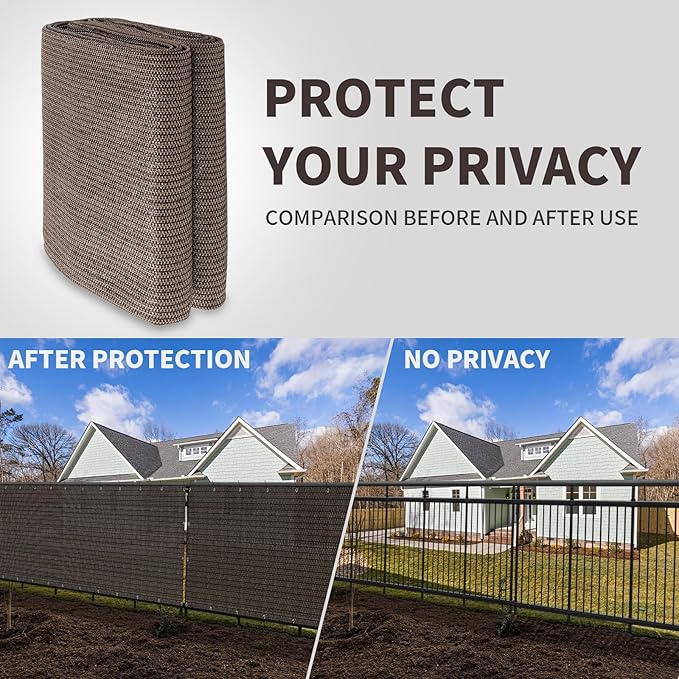 LOVE STORY Custom Size 3'x23' Brown Balcony Privacy Screen,UV Block Privacy Fence Screen,90% Shield for Outdoor Pool Garden Apartment Railing
