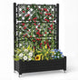 EasyUp Rolling Garden Planter Box with Trellis & Lockable Casters, Outdoor Raised Bed with Drainage & Water Gauge, Durable Resin for Patio, Balcony, Yard, Dust-Proof (Black, 43.43 * 18.27 * 64.29)