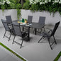 Kozyard 7 Piece Outdoor Patio Dining Set for 6 Person, 6 Pack Foldable Deck Chairs, 43"- 86" Villa Expandable Patio Dining Table Adjustable for Backyard, Porch, Deck, Garden