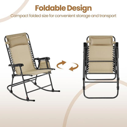 Yaheetech 26in Rocking Chair Outdoor Zero Gravity Folding Chairs Rocking Chairs - Image 6