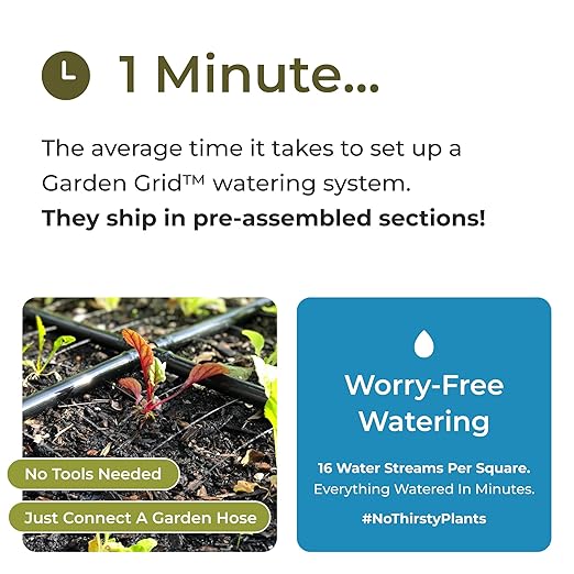 The Garden Grid | Preassembled Garden Watering System for Raised Beds | Drip Irrigation System & Soaker Hose - But Better | 1-Min Setup, USA-Made, Lasts 5-10x Longer | Size: 2x8 -Dims: 22.5"x88"