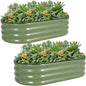 G GOOD GAIN Galvanized Metal Raised Garden Bed Kit - 4x2x1FT Outdoor Planter Box with Safety Edging and Gloves for Vegetables, Fruits, Flowers(OliveGreen, 2PC)