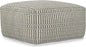 SIMPLIHOME Safford Square Pouf - 20 inch Wide Upholstered PET Polyester Ottoman in Natural/Travertine/White, Boho Indoor/Outdoor Footstool or Extra Seating for Living Room or Bedroom, Assembled