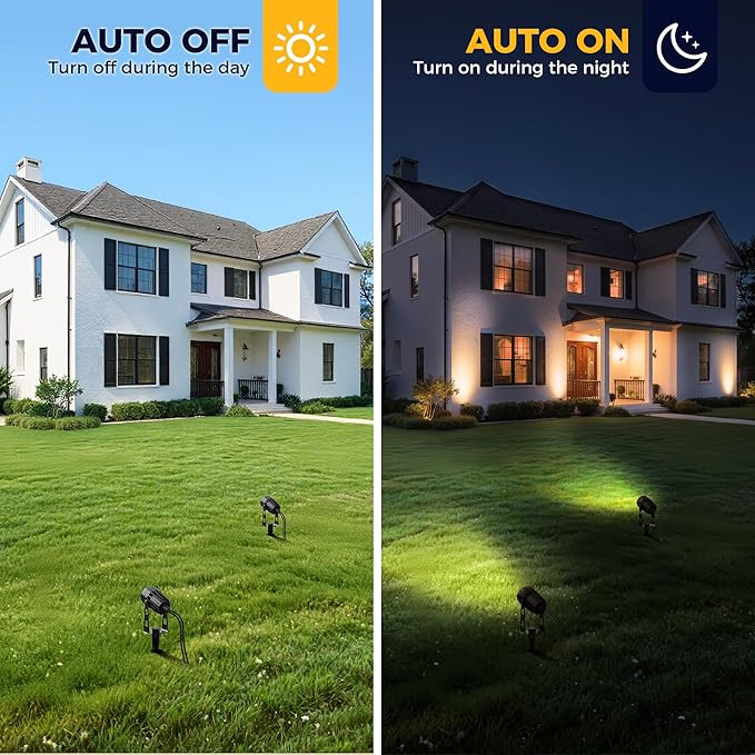 L LOHAS LED RGB Dusk to Dawn Low Voltage Landscape Lighting, IP65 Outdoor Spotlight with Transformers&Remote Control, Color Changing Timing Plug in Spotlights for Yard Backyard Pathway 6Pack