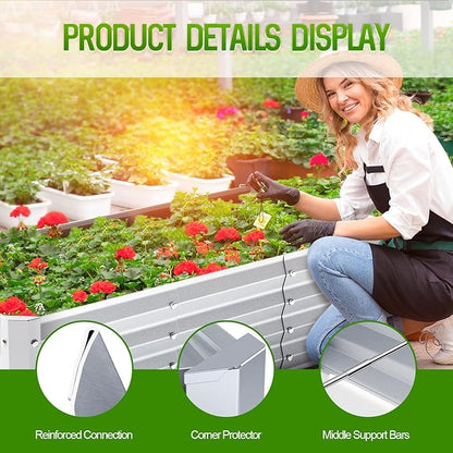Highpro Galvanized Raised Garden Bed Kit, 4×2×1ft Planter Box for Outdoor Gardening and Planting, Large Bottomless Metal for Vegetables, Herb, Fruits, Flower, Silver