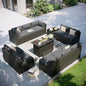Aoxun Patio Furniture Set with Fire Pit Table, 12 Piece Outdoor Sectional Sofas, 10 Seats Wicker Rattan Outdoor Furniture with Thickened Cushion for Backyard, Garden Dark Grey