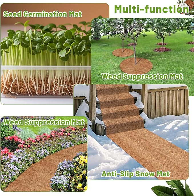 Remiawy Coco Liner Roll, 16 x 120 Inch Coconut Fiber Liners for Planters, Natural Coco Coir Mats Sheet for Flower Basket, Garden Decoration, Reptile Carpet, Animal Pet Pad, Window Box, DIY Moss Pole