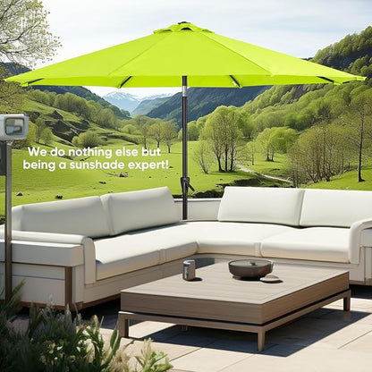 Tempera Patio Market Outdoor Table Umbrella with Auto Tilt and Crank, Large Sun Umbrella with Sturdy Pole & Fade Resistant Canopy, Easy to Set