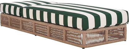 SAFAVIEH Outdoor Collection Gillian Heather Tan & Hunter Green Stripe Chaise Lounge Chair (Fully Assembled)