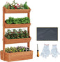 Vertical Wooden Raised Garden Bed Planters Wood Planter Kit Plant Stand Flower Rack Planter Box Gardening for Plants Herbs Flowers Vegetables Outdoor Indoor Freestanding (Orange 4-Tier)