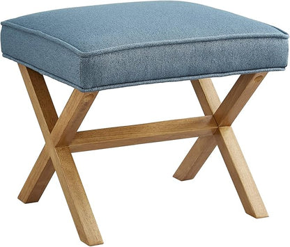 Amazon Brand – Rivet Mid-Century Modern X Stool Ottoman Chair, 20" W, Indigo - Amazon Vine