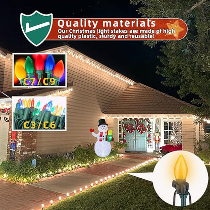 200 Pack Christmas Light Stakes 8.5"-10" for C7 and C9 String Lights,Outdoor Light Stakes,Yard Stakes,Garden,Lawn,Pathway, Patio, Path, Walkway, Christmas Decoration