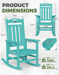 Rocking Chair for Outdoors, Lake Blue HDPE with 30-Inch High Back