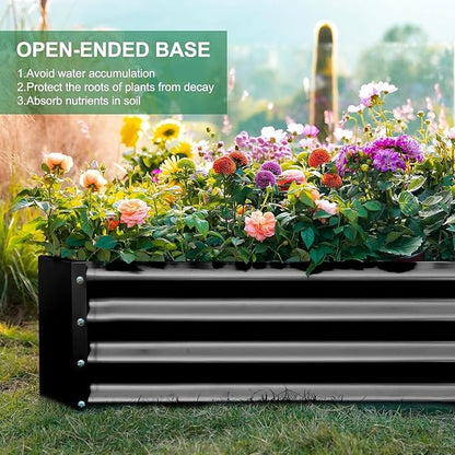 Land Guard 3 Pack 6×3×1ft Galvanized Metal Raised Garden Bed, Metal Planter Kit Box Outdoor for Deep-Rooted Vegetables, Flowers, Green and Herbs, Gray