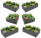 A ANLEOLIFE Set of 6, 18 Inch Tall Quartz Grey Raised Garden Beds Kit, Rectangular & Square Metal Planters for Structured Garden Layouts