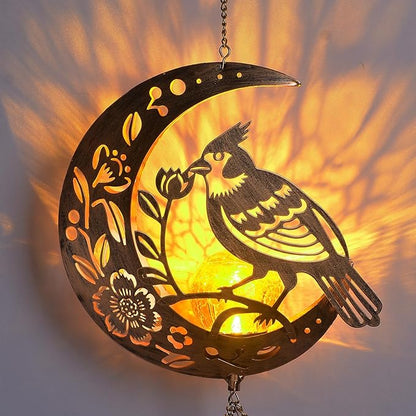 Moon Cardinal Wind Chime for Outside - Exquisite Vermilion Bird, Handmade Aluminum Wind Chimes for Garden/Lawn, Soothing Zen Decor, Perfect Asian-Themed Gift for Housewarming & Meditation Spaces