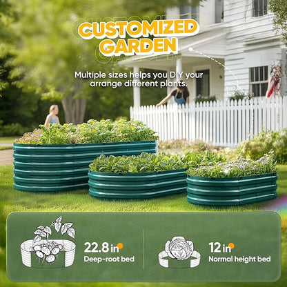 KING BIRD Raised Garden Bed Kit 2025 Upgraded 10-Minute Assembly Galvanized Planter Garden Box Outdoor for Gardening, Vegetables, Flowers, 47x24x12 in, Green