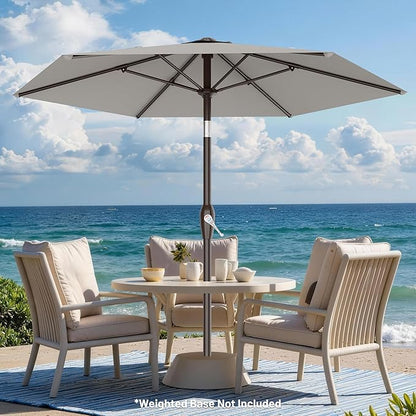 AreShark 7.5FT Patio Umbrella Table Market Umbrella with 6 Sturdy Ribs, Button Tilt/Crank Heavy-Duty Round Outdoor Umbrellas for Garden, Deck, Backyard,and Pool, Foggy Gray