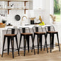 WENTMENT Bar Stools Set of 4 Counter Height Bar Stools Metal Barstools with Removable Back 30" Kitchen Bar Stools with Wooden Seat, Distressed Black