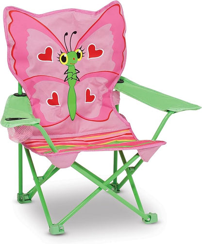 Kids Folding Chair with Butterfly Back, Cup Holder and Storage Bag