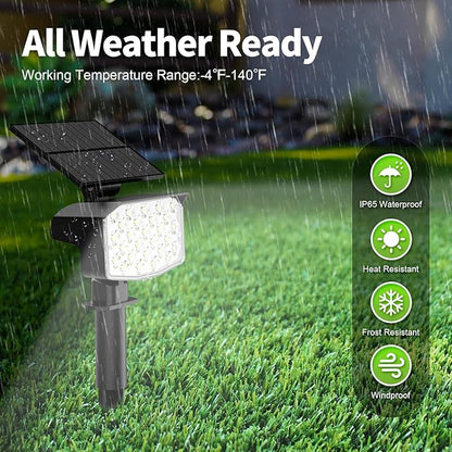 Solar Spot Lights Outdoor, [27 LED/2 Pack] Adjustable Solar Lights Outdoor Waterproof IP65, Solar Powered Landscape Spotlights 3 Lighting Modes for Yard Garden Outside(Cool White)