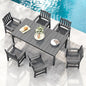 Stoog All-Weather Patio Dining Sets, 7 Pieces Patio Dining Table with Umbrella Hole, Waterproof Aluminum Frame Dining Table with 6 Outdoor Chairs Set, Low Maintenance, Grey