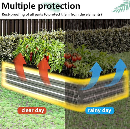 Vengarus 8x4x1FT (2 Pack) Galvanized Raised Garden Bed Kit, Outdoor Metal Planter Box for Vegetables, Rectangular Steel Container, Easy Assembly (Silver)