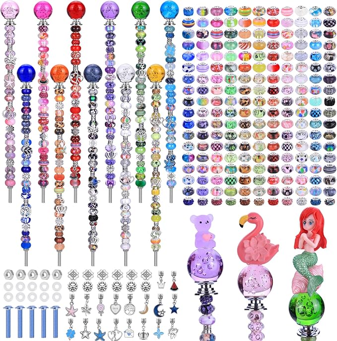 Decorative Garden Stakes DIY Kit, 238 Pieces with Multicolor Beads