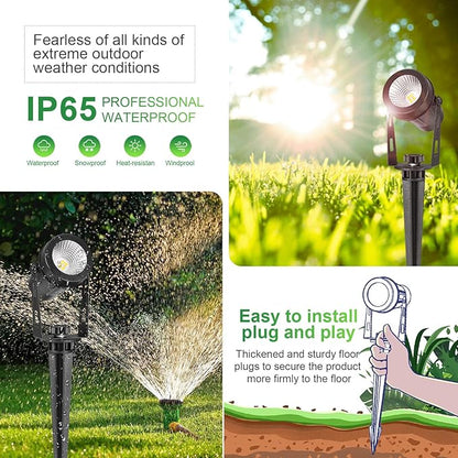 2 Pack Extendable Outdoor Landscape Lights, 12V Low Voltage Landscape Lighting IP65 Waterproof Plug-in Outdoor Spotlights for Yard House Pathway Tree Pools (2700K Warm White, NO Plug)