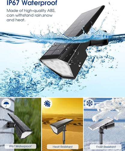 Biling Solar Spot Lights - 2-in-1 Outdoor Landscape Lights, 12 LED Bulbs - Solar Powered, IP67 Waterproof & Adjustable for Patio, Pathway, Yard, Garden, Driveway & Pool