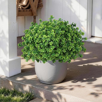 Artificial Fake Outdoor Plants for Spring Summer Decoration, 12 Bundles Fake Plastic Roses UV Resistant Look Real Faux Plants for Planter Outside Front Door Porch Patio Balcony Garden Indoor Yard Urn