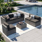 Aoxun Patio Furniture Sets, 7-Piece Outdoor Patio Furniture with Thick Cushions, Wicker Outdoor Conversation Set Sectional Sofa for Backyard, Poolside, Garden (Black-Grey, 7 x 25.6 - Seats)
