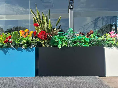 40" L x 16" W x 18" H Metal Large Rectangular Planter - Long Planter Box for Outdoor Patio/Porch Planter Boxes Outdoor Modern Design for Plants, Flowers, Garden,Spliced Flower Pot (Black)